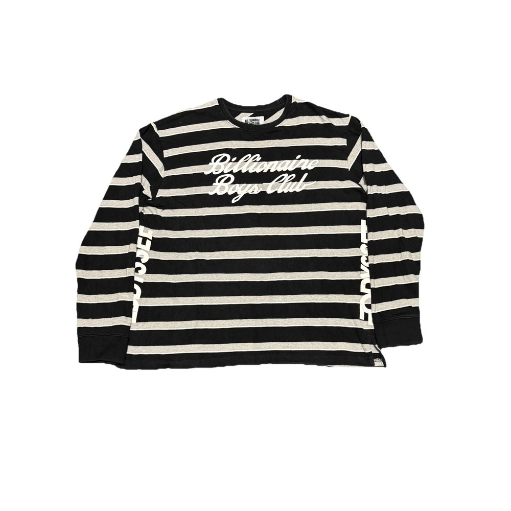 Billionaire Boys Club T-shirt Striped Long Sleeve Size Large Black Grey White